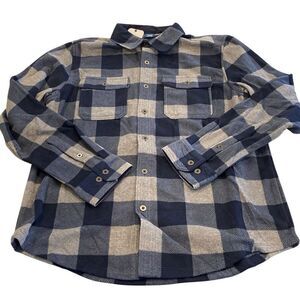 NWT Mens Flannel Microfleece George Blue Gray Button Down Size Large